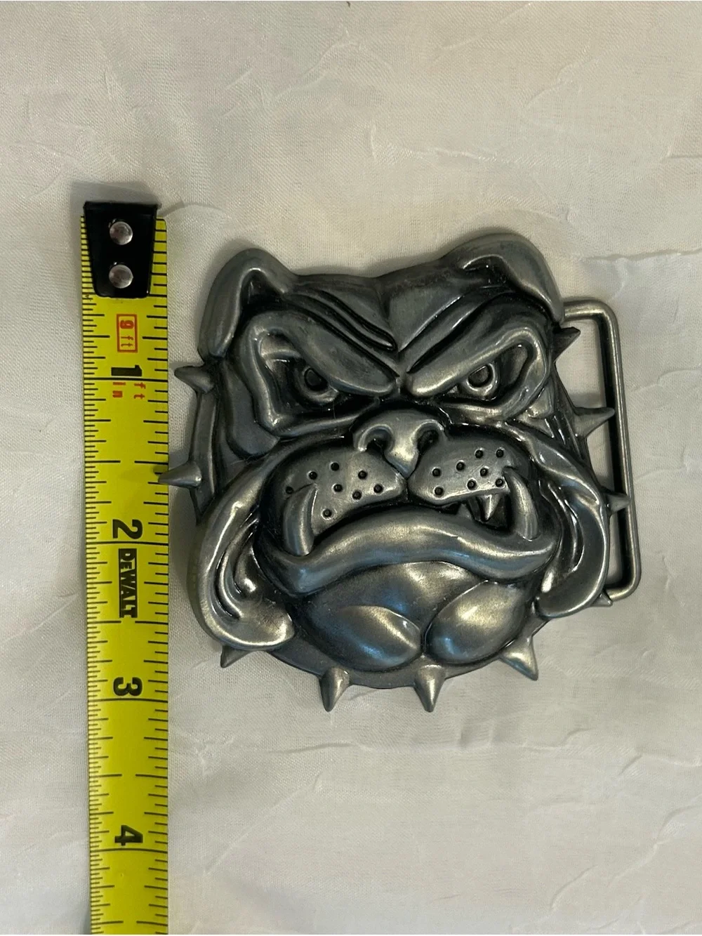 Bulldog Face Metal Belt Buckle - Silver